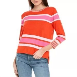 Cabi Cadet Pullover #6168 red pink white stripe Size Small‎